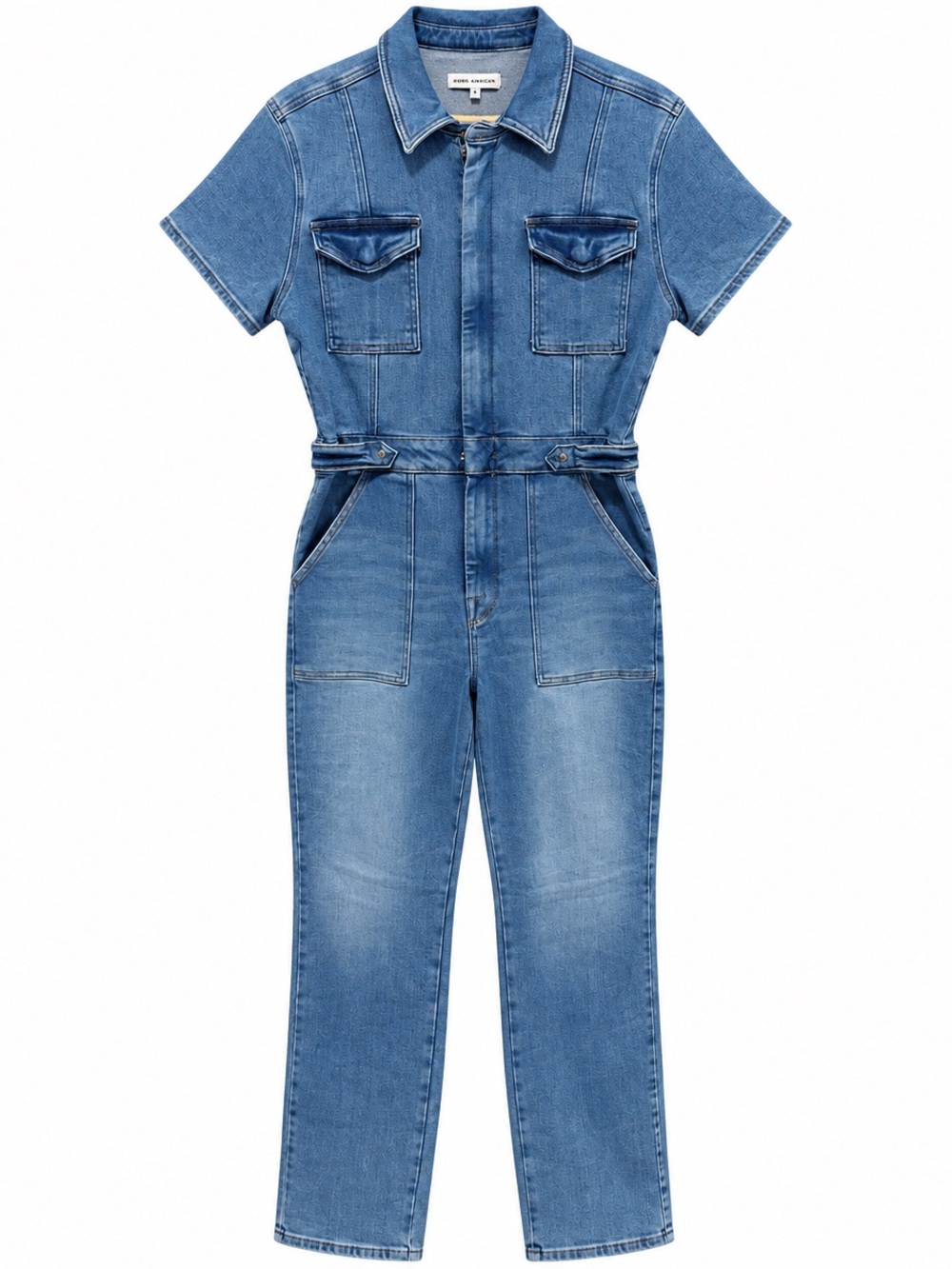 Good American Fit For Success Denim Utility Jumpsuit Blue Size 4